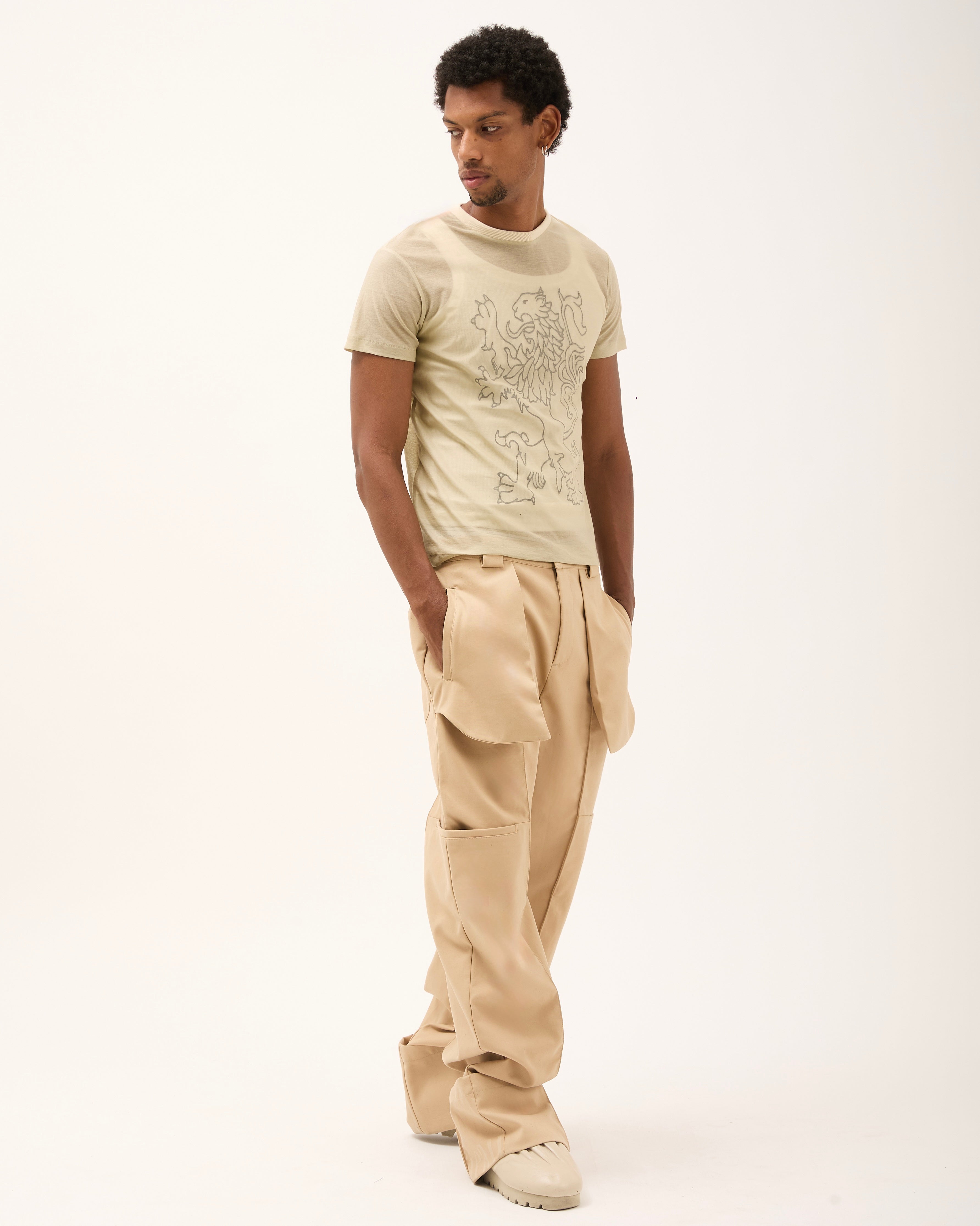 LION TEE - Beige