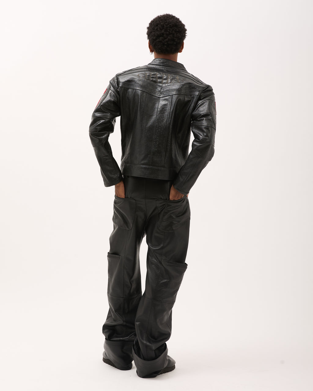 DESTRUCTURED LEATHER PANT - Black