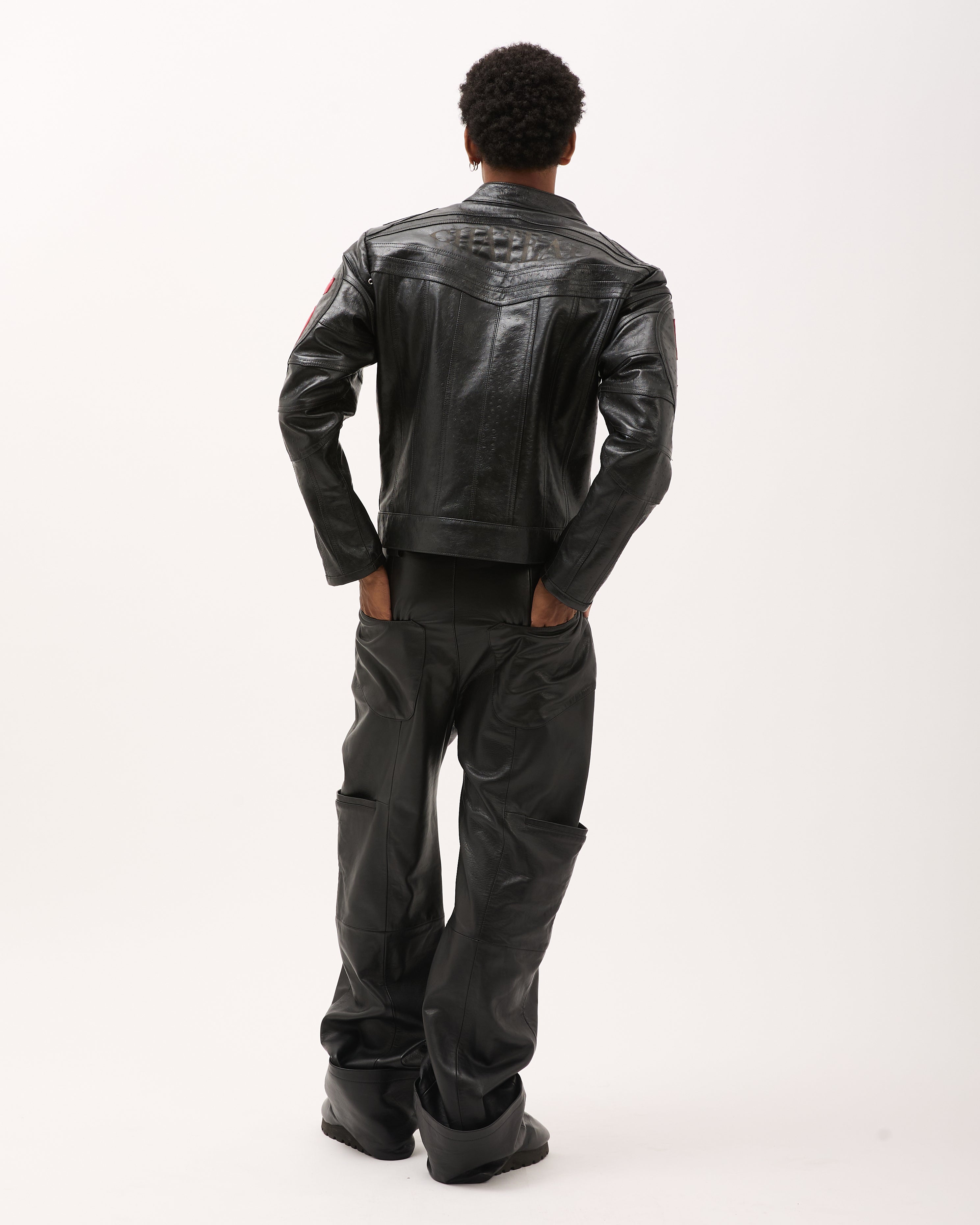 DESTRUCTURED LEATHER PANT - Black