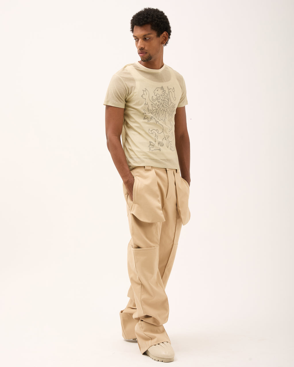 LION TEE - Beige