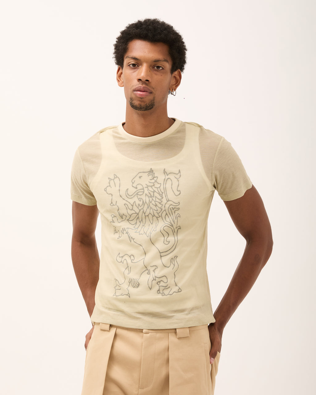 LION TEE - Beige