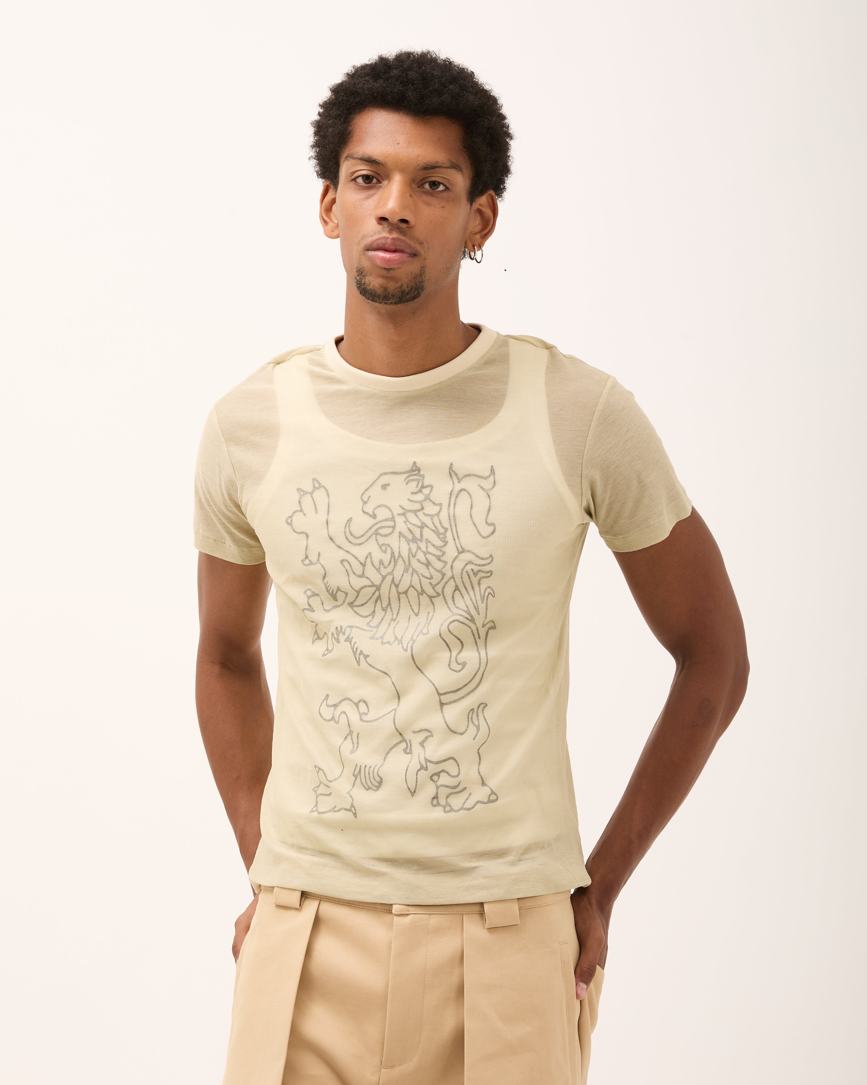 LION TEE - Beige
